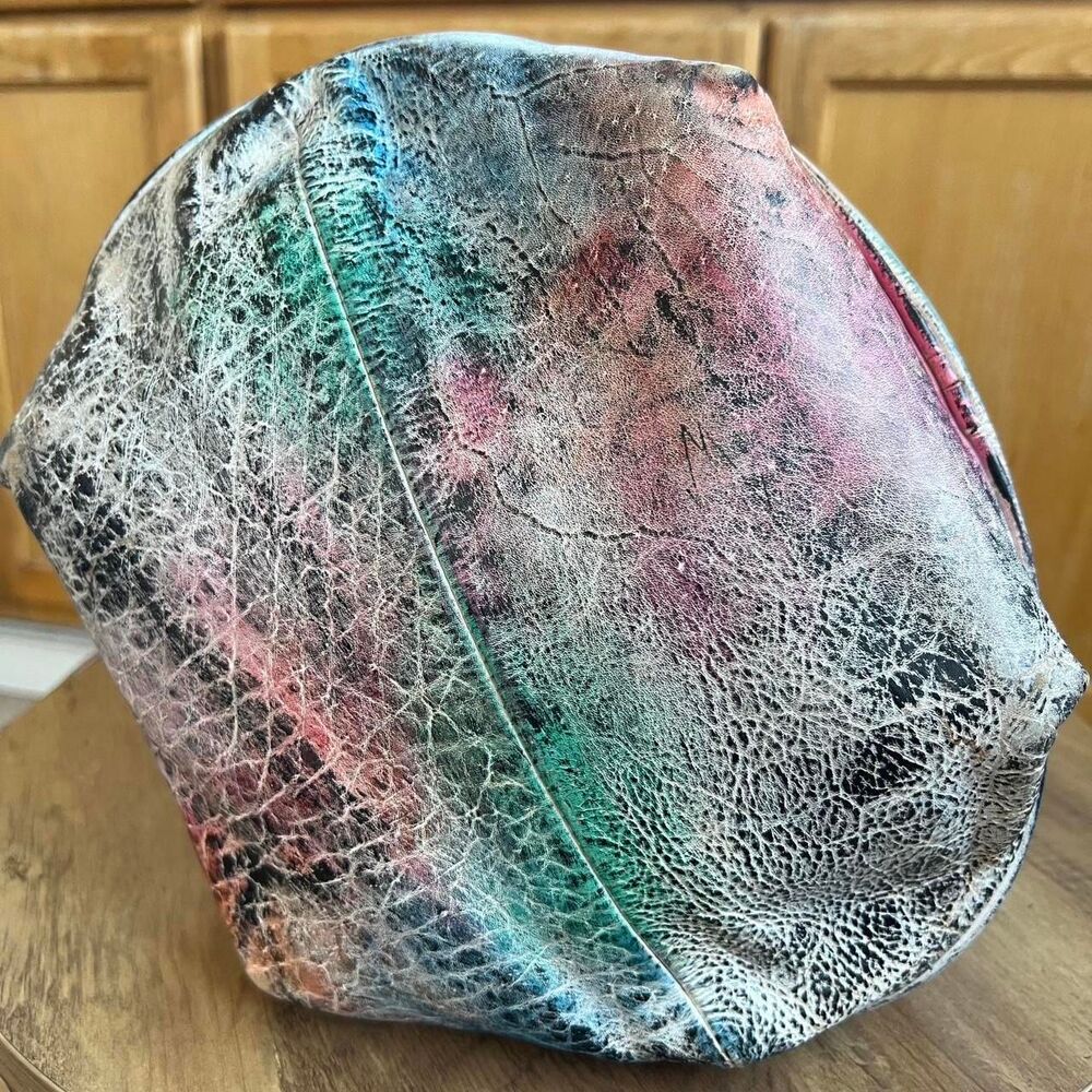 Vintage Botary Women's Multi Hand painted Crossbody Genuine leather Buckey Bag - Picture 4 of 7